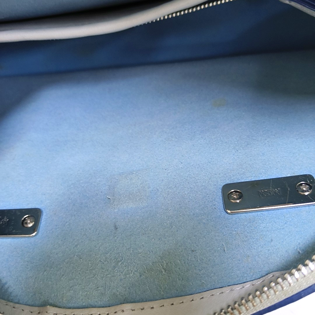 MCM ELLA Light Blue Leather Single Shoulder Bag Silver Hardware Removable shoulder strap-(SKU)-934712148