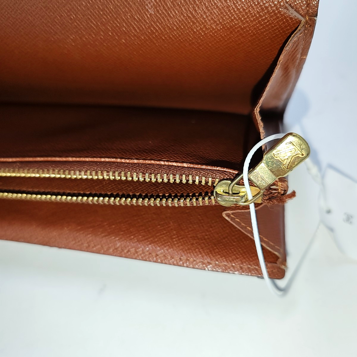 LOUIS VUITTON PORTE MONNAIE Large size Brown coated canvas vintage wallet Golden hardware-(SKU)-944949286
