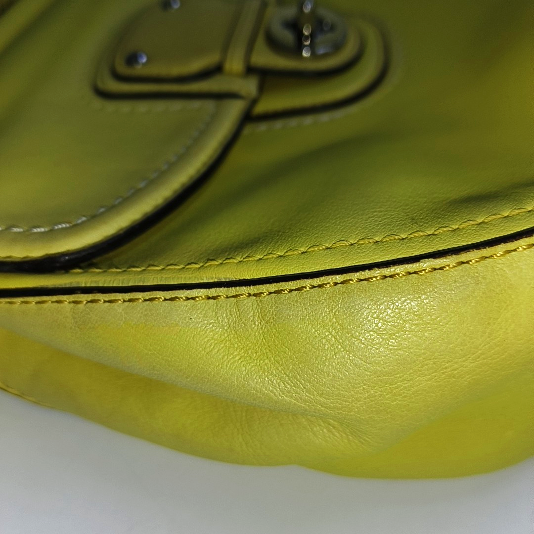 COACH WILLIS Yellow Leather Fringe Weaved Handbag Silver Hardware-(SKU)-937311657