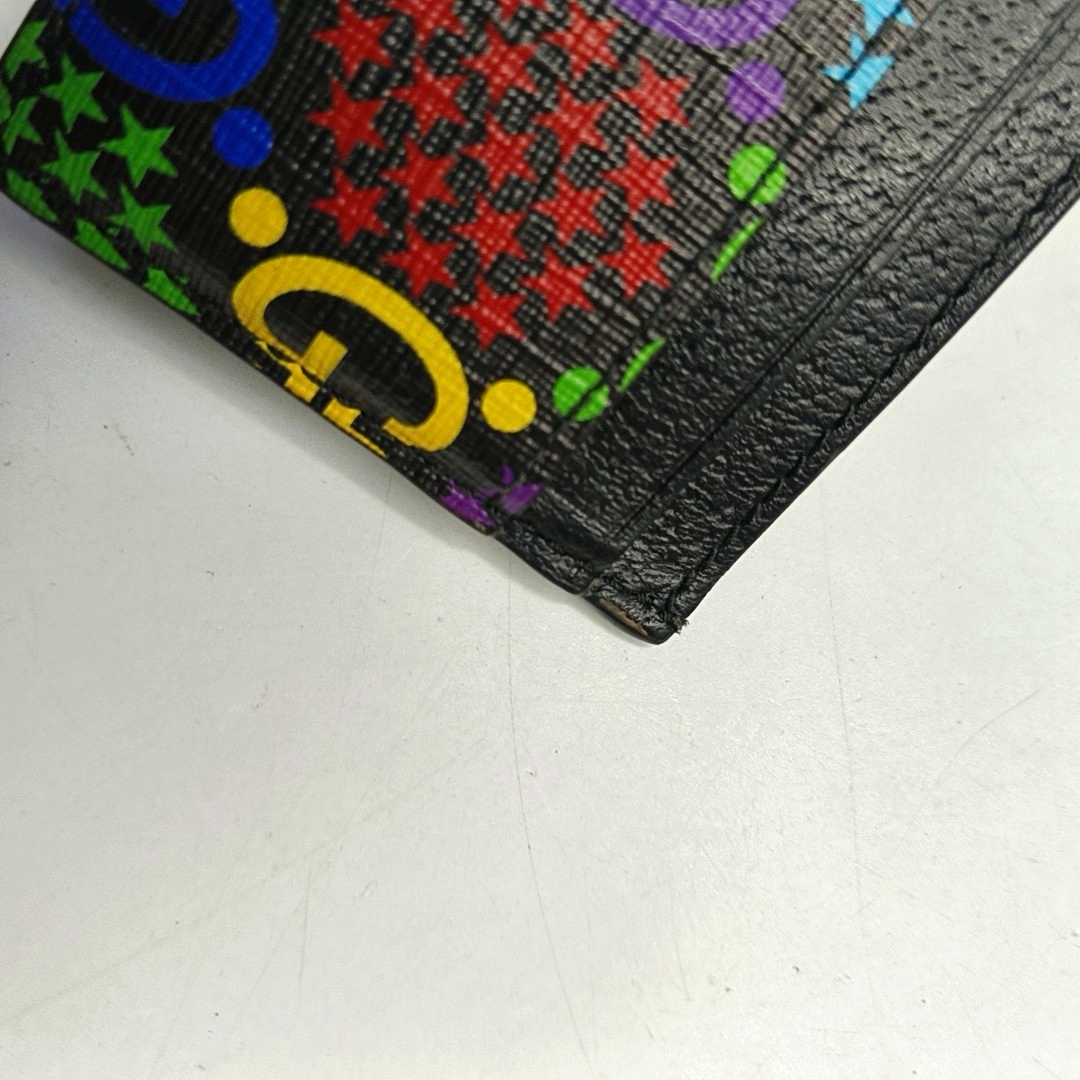 GUCCI Psychedelic Black Coated Canvas Monogrammed Printed Card Case-(SKU)-953235453