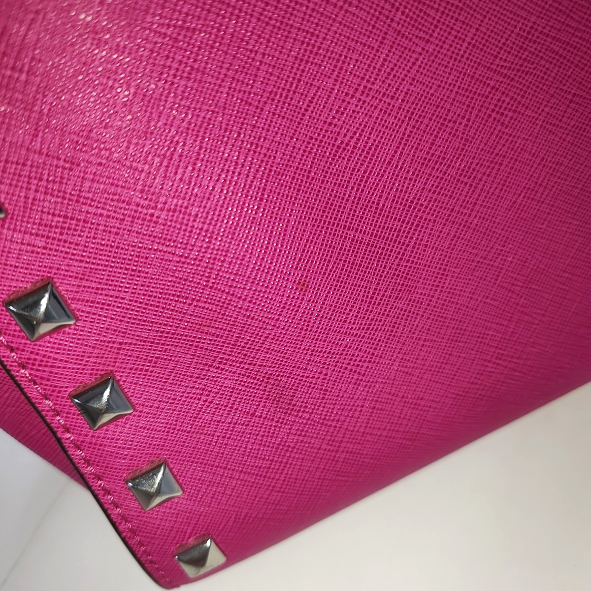 MICHAEL KORS Selma Blush Pink Leather Embossed Studs Single Shoulder Bag Tote Bag Silver Hardware Removable shoulder strap-(SKU)-940156250