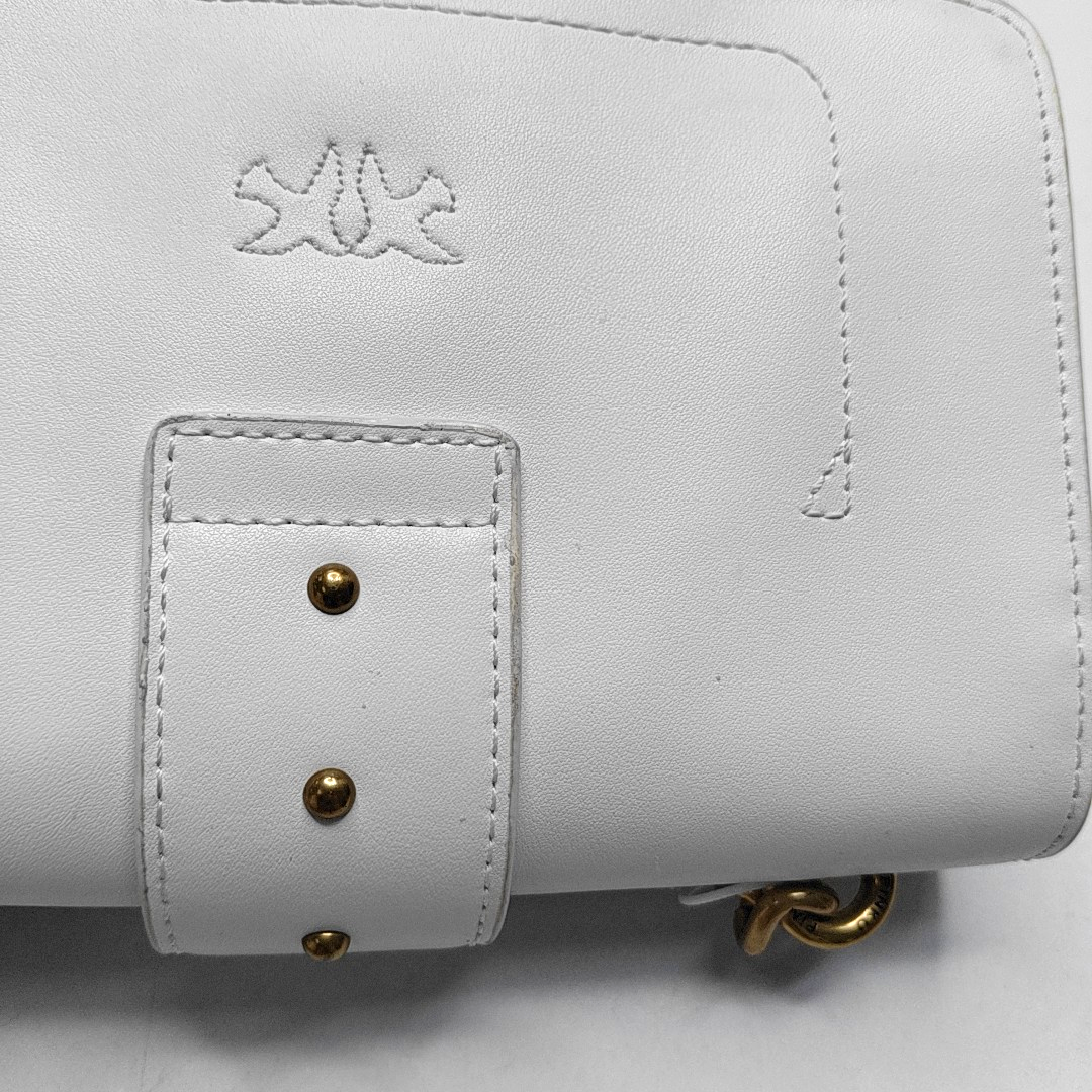 PINKO mini White Cowhide Studs Crossbody Bag Shoulder Bag Golden hardware-(SKU)-944690837