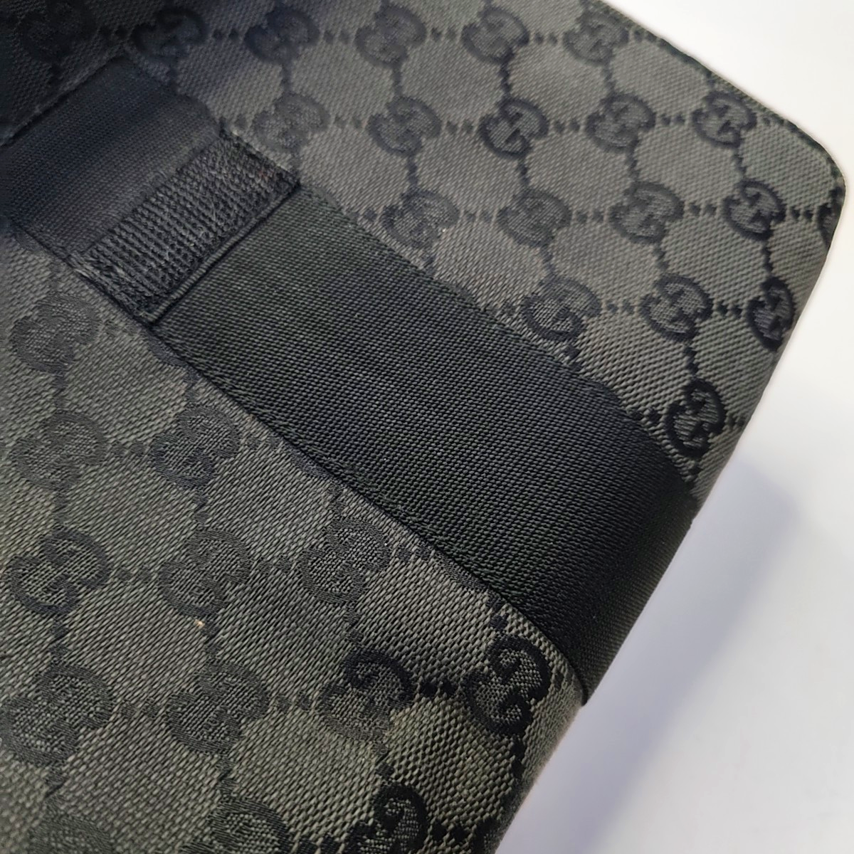 GUCCI Black Canvas Monogram Floral Print Single Shoulder Bag Handbag-(SKU)-947455818