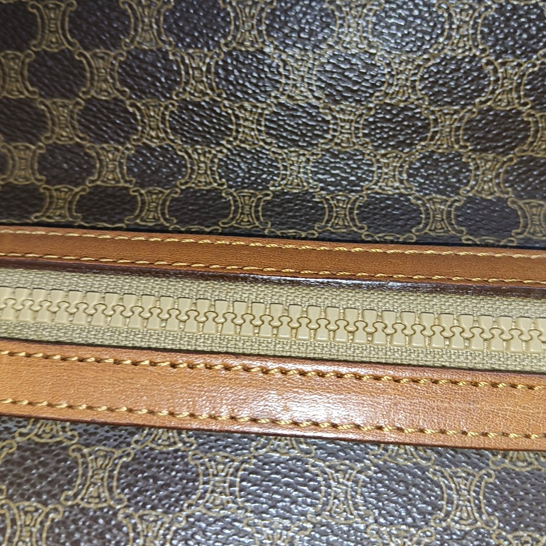 CELINE MACADAM CLUTCHES Brown Coated Canvas Triumph Clutch Golden hardware-(SKU)-14049943