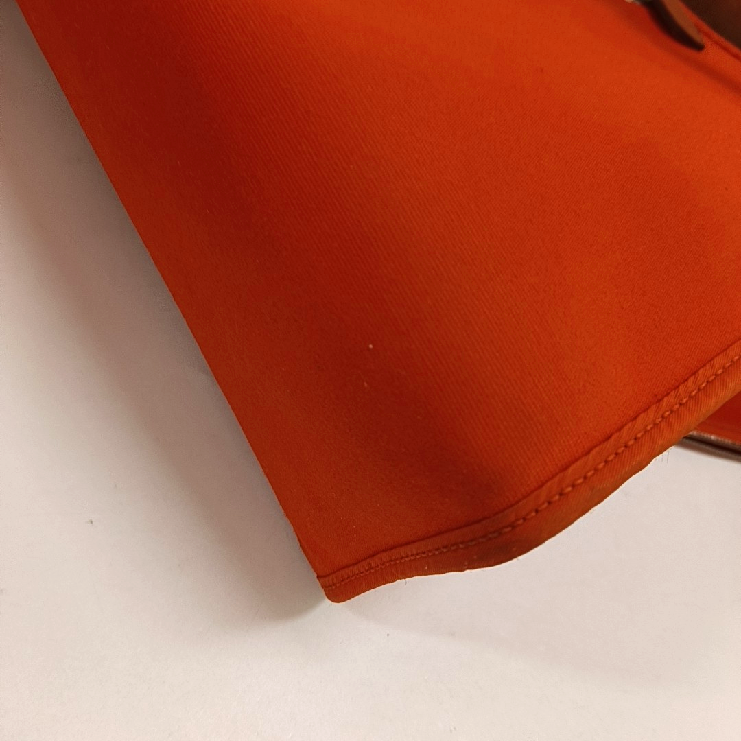 HERMÈS Herbag 31 Orange Canvas Tote Shoulder Bag with Silver Hardware-(SKU)-958901332