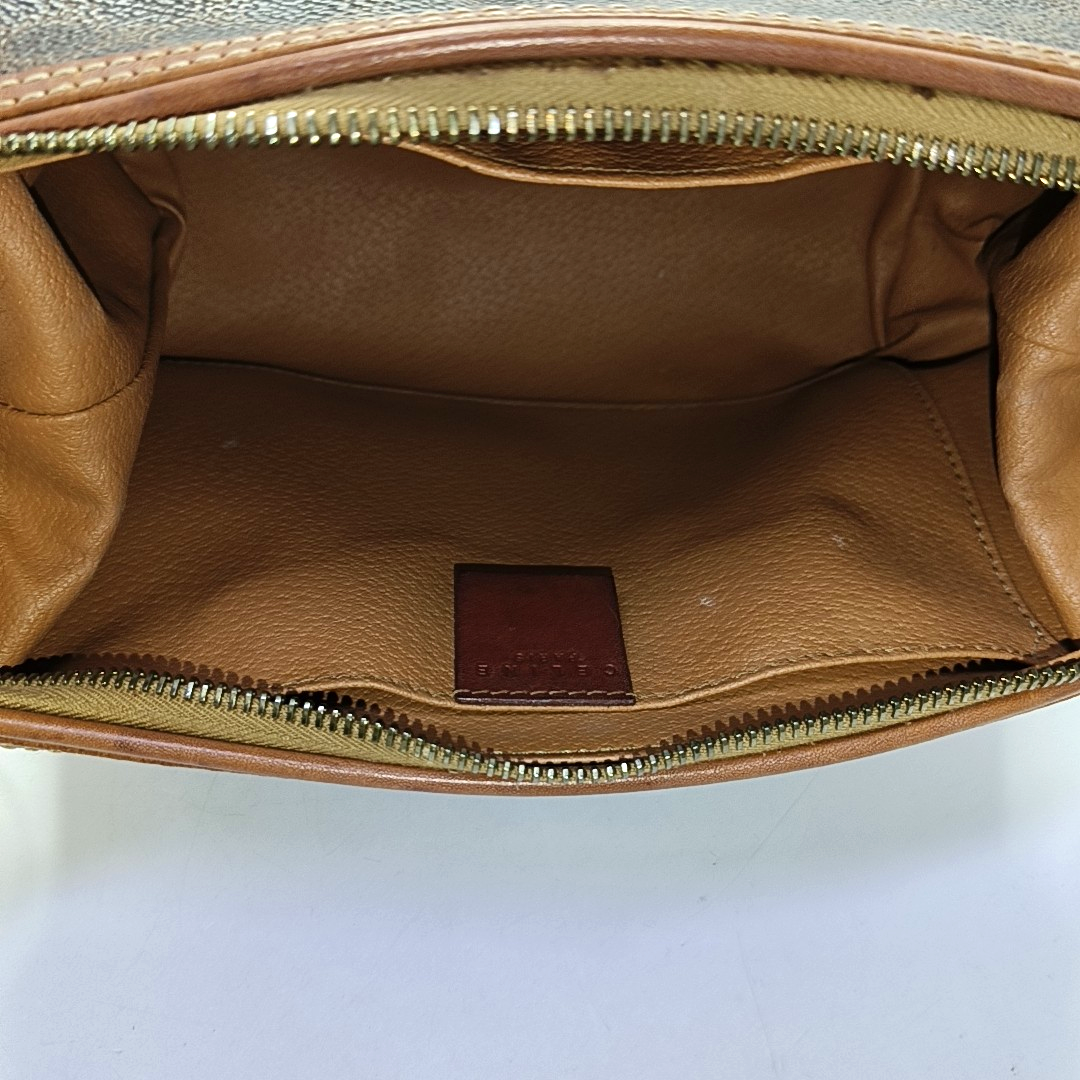 CELINE Brown Coated Canvas Triumph Clutch Golden hardware-(SKU)-950486947