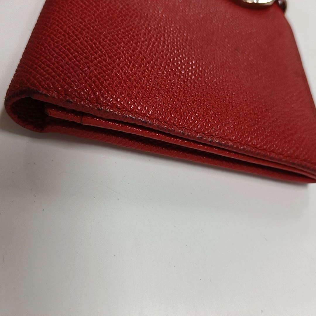 BVLGARI BVLGARI Red Leather Wallet Silver Hardware-(SKU)-13502847
