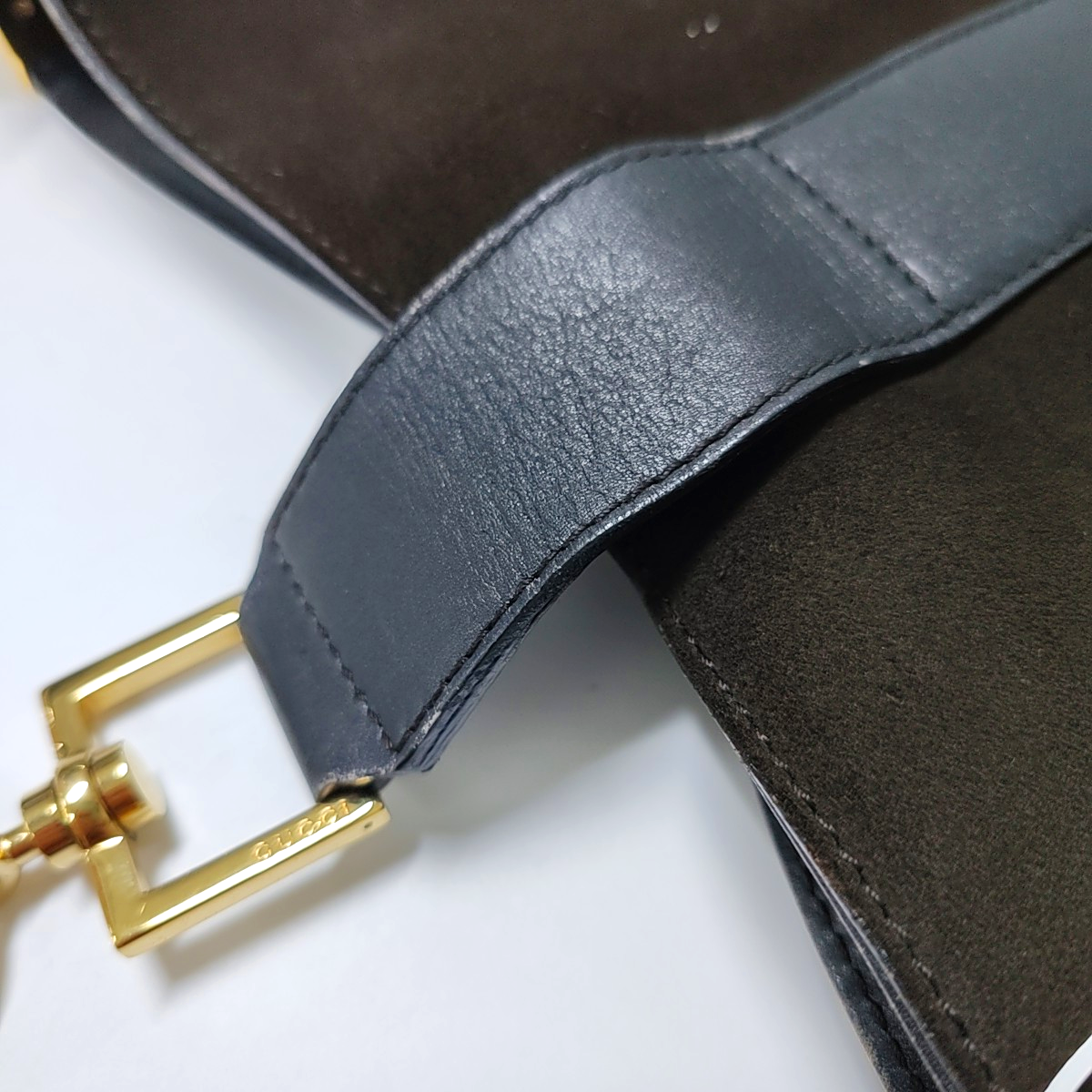 GUCCI Dark Brown Velvet Leather Single Shoulder Bag Tote Bag Golden hardware-(SKU)-940165554