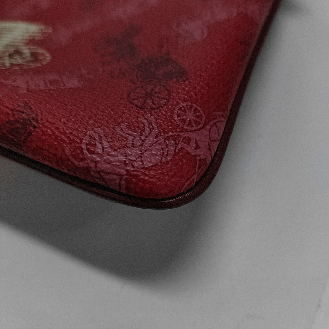 COACH ACADEMY Red Coated Canvas Carriage Tote Bag Clutch Golden hardware-(SKU)-14078006
