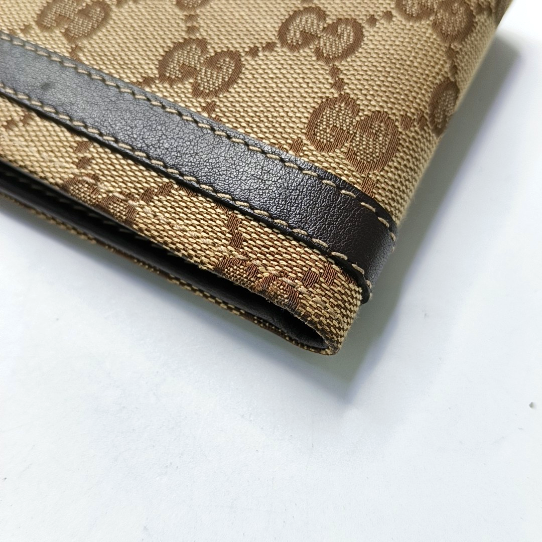 GUCCI Brown Canvas Monogrammed Wallet Golden hardware-(SKU)-953543328