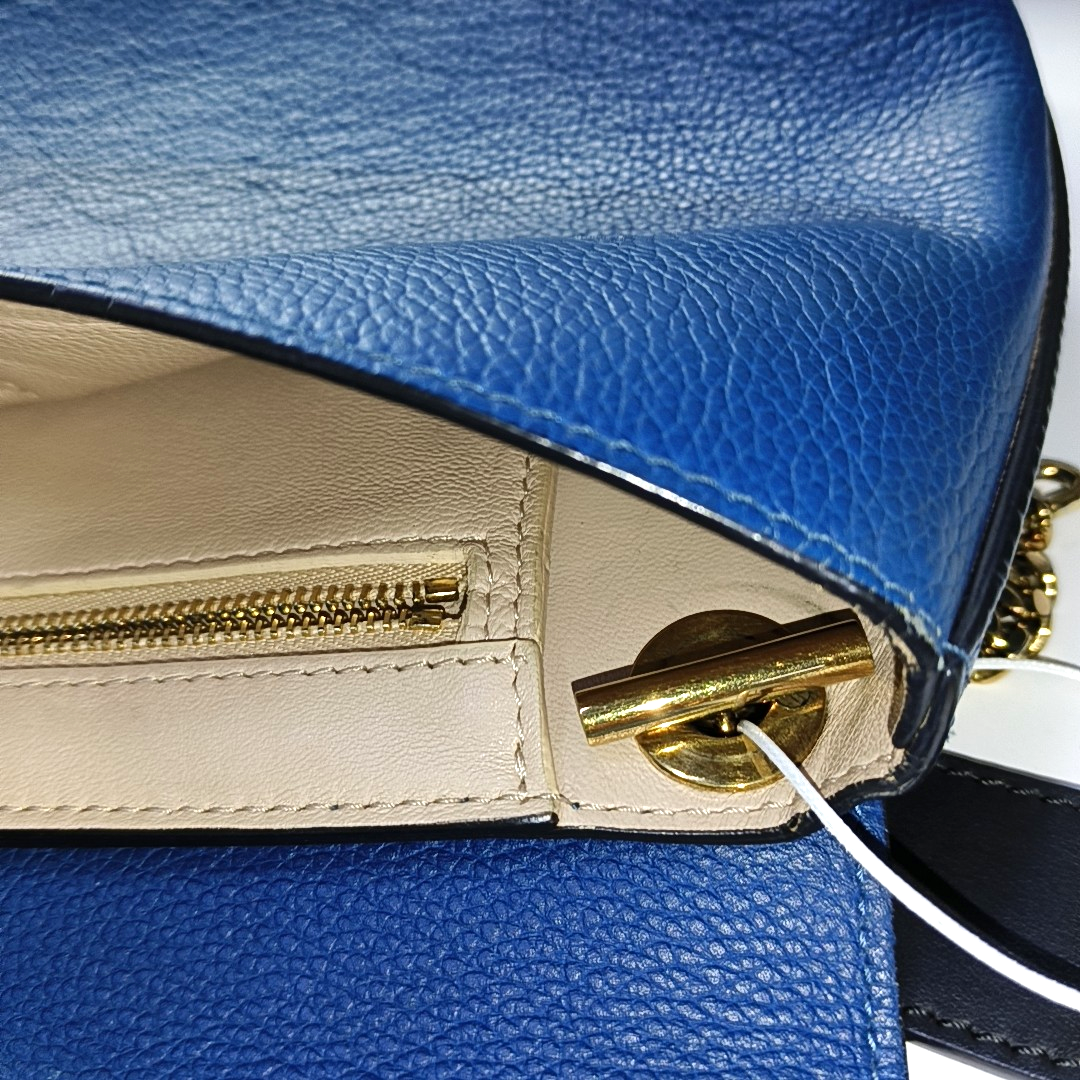 Chloé Clare Blue Cow Leather Crossbody Shoulder Bag with Shoulder Strap Golden hardware Removable shoulder strap-(SKU)-956245121