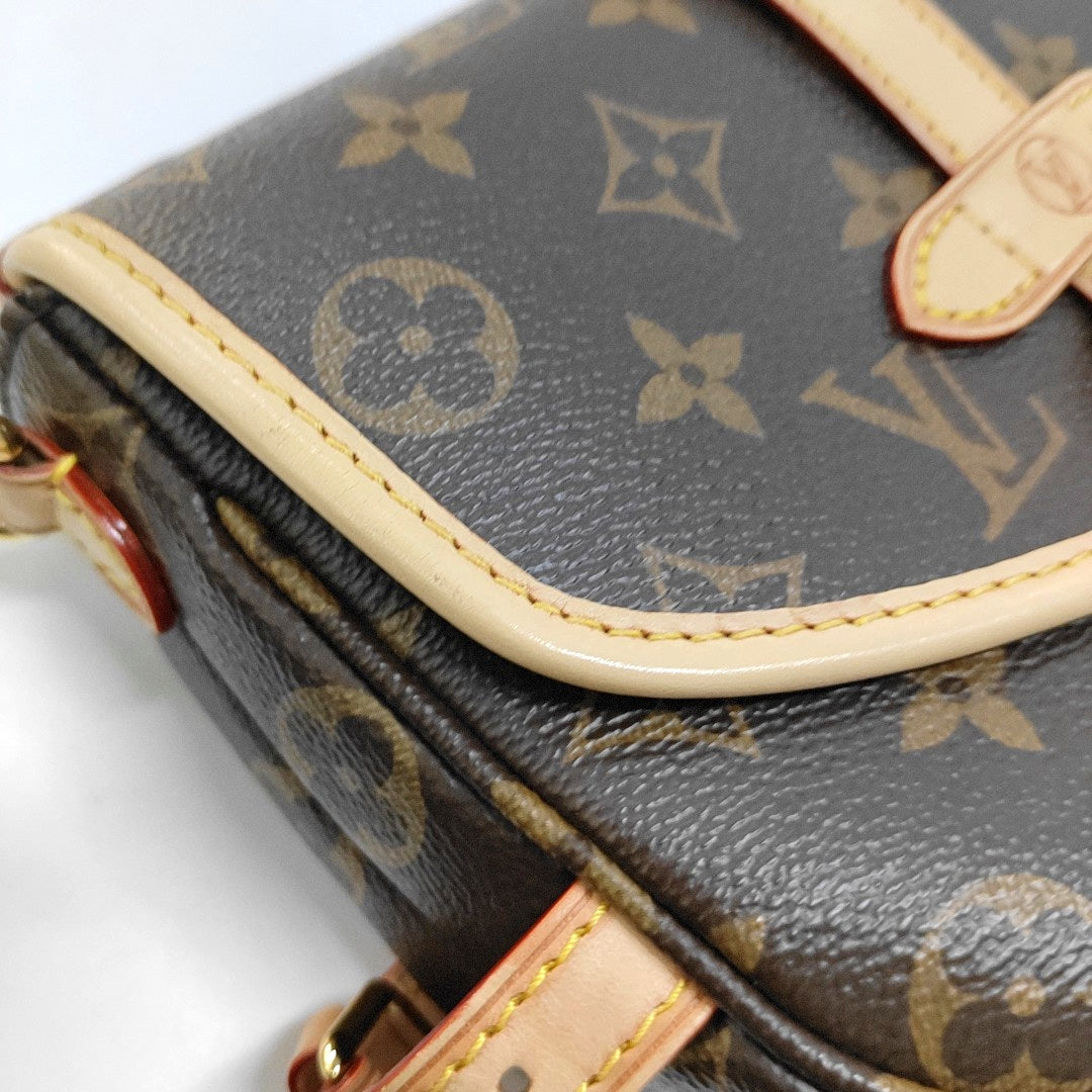 LOUIS VUITTON SAUMUR BB Brown Coated Canvas Monogram Shoulder Bag, Gold Hardware, Removable Shoulder Strap-(SKU)-967083690