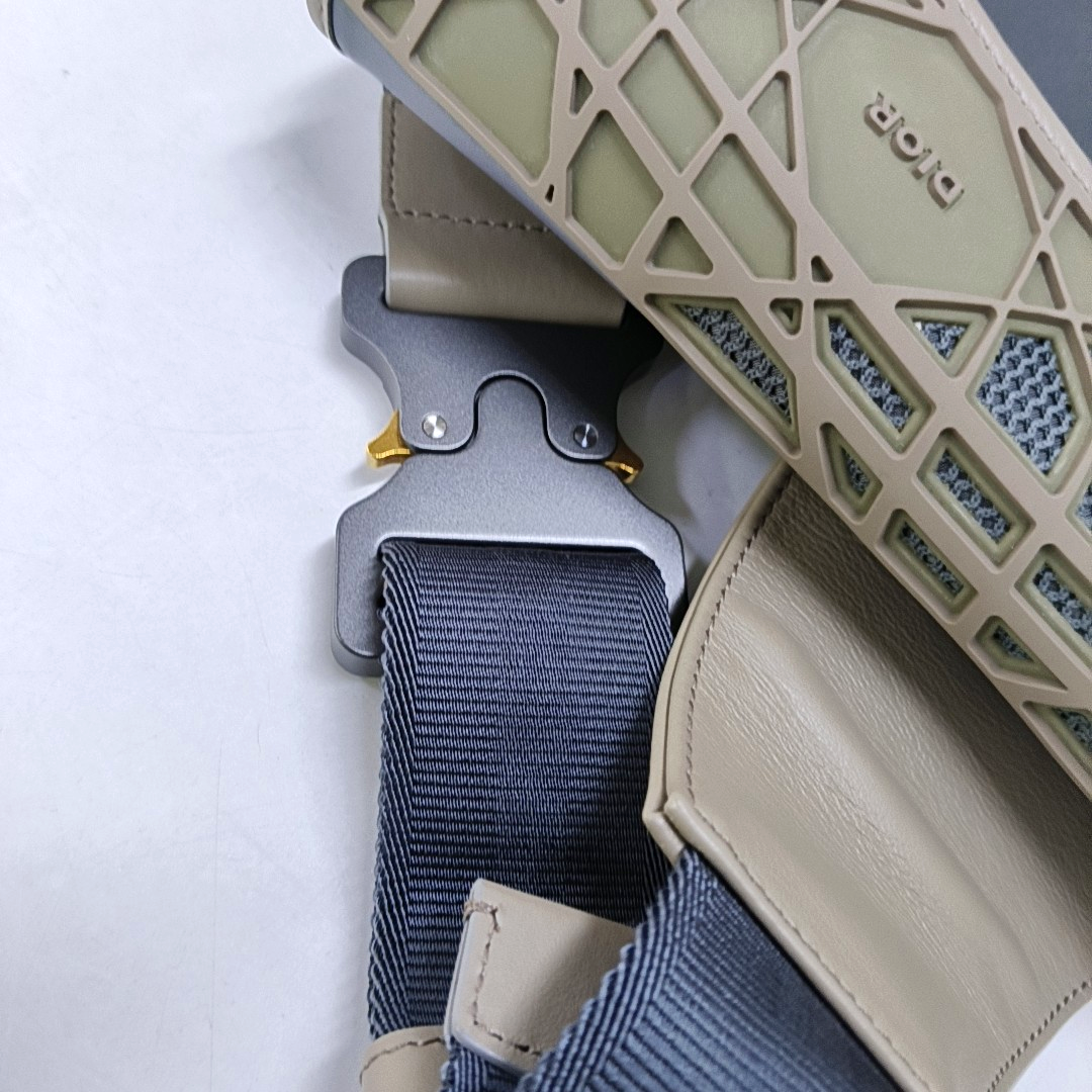 DIOR Saddle gray calfskin embossed saddle bag crossbody bag with gold and silver-colored hardware-(SKU)-947990622