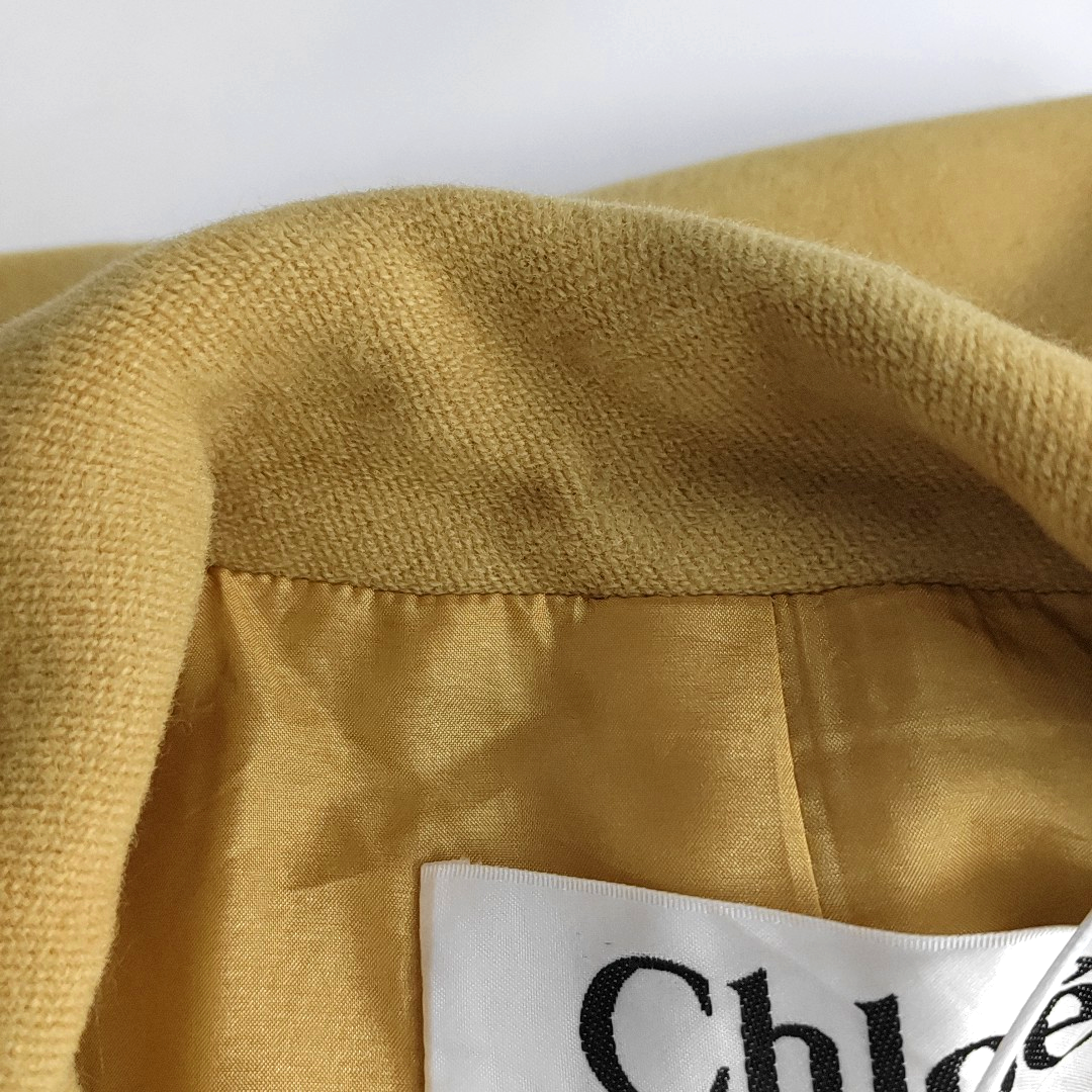 Chloé Lcode Autumn and Spring Yellow Wool Ladies Long Coat-(SKU)-14437188