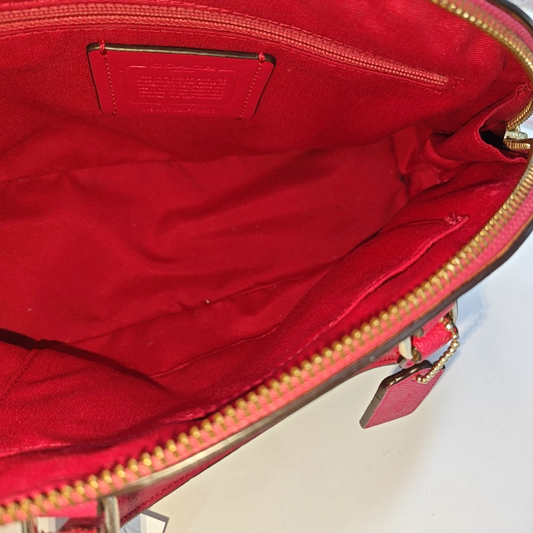 COACH SIERRA Medium size Red Leather Shoulder Bag Crossbody Tote Bag Silver Hardware Removable shoulder strap-(SKU)-948647189