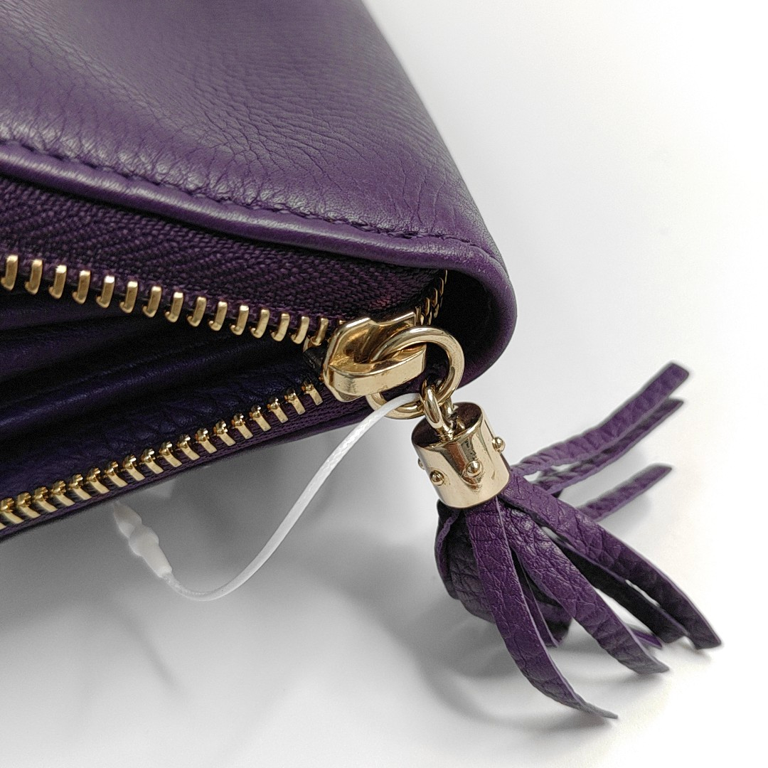 GUCCI Soho Purple Lamb Skin Fringe Wallet Golden hardware-(SKU)-960627155