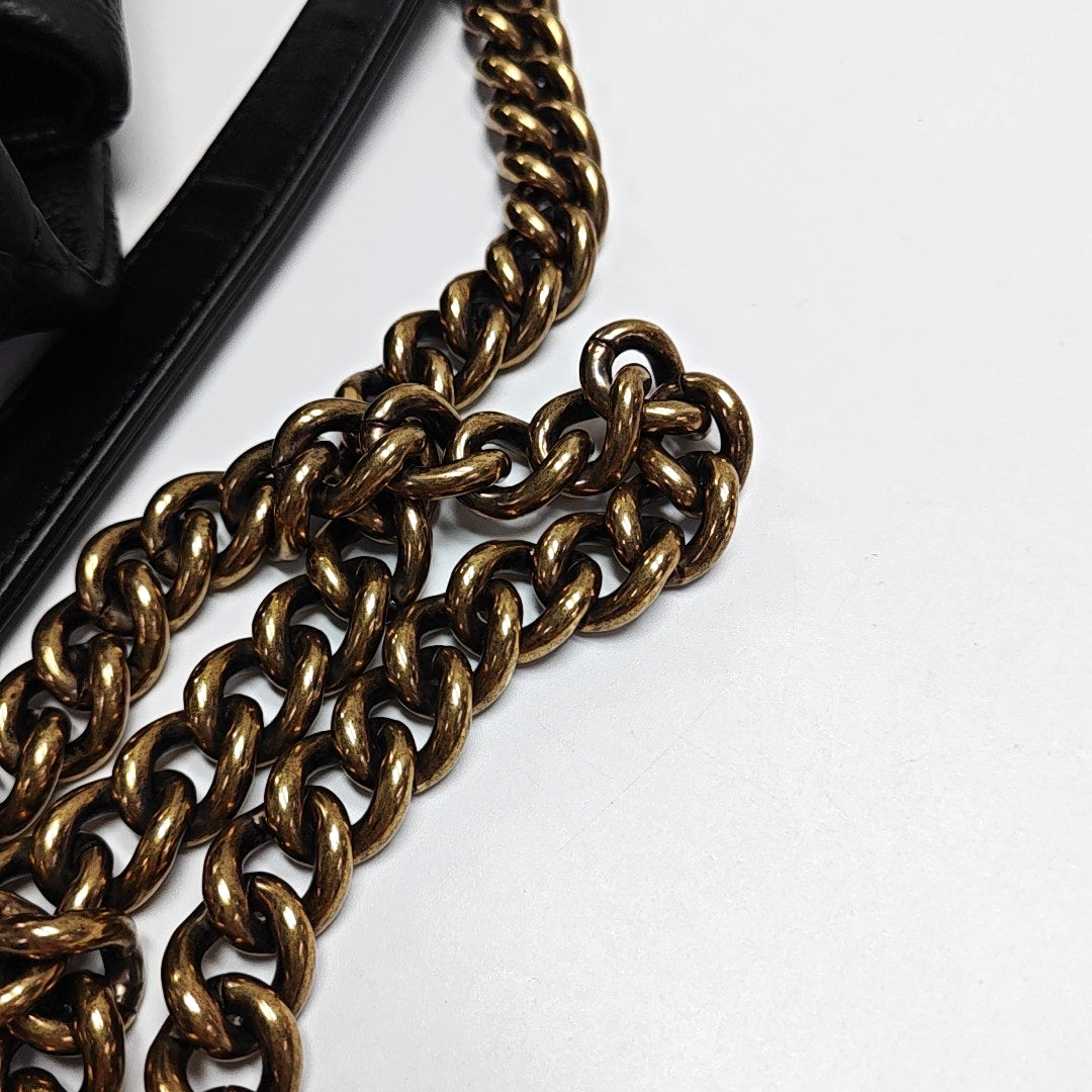 CHANEL COCO MARK Black Calfskin Quilted Diamond Pattern Shoulder Bag Handbag Crossbody Bag Gold Hardware 17 Clasp-(SKU)-970521543