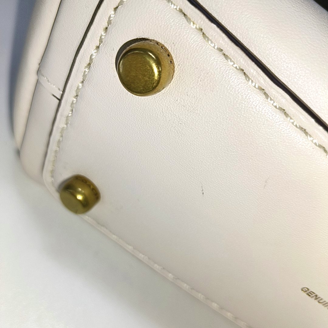 COACH COURIER White leather rivet patchwork single shoulder bag crossbody Golden hardware Removable shoulder strap-(SKU)-13839897