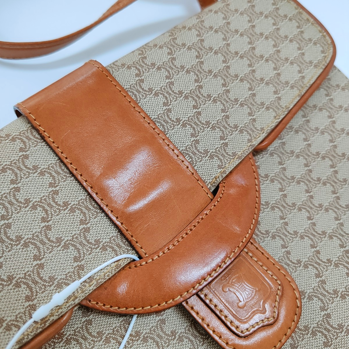 CELINE Brown Coated Canvas Single Shoulder Bag Crossbody Bag Golden hardware Removable shoulder strap-(SKU)-957821065