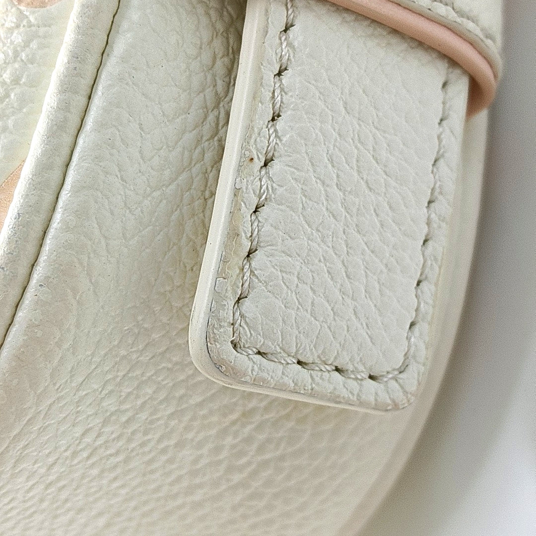 LOUIS VUITTON MOON Mini White Cowhide Monogram Single Shoulder Bag Tote with Gold Hardware-(SKU)-968691091