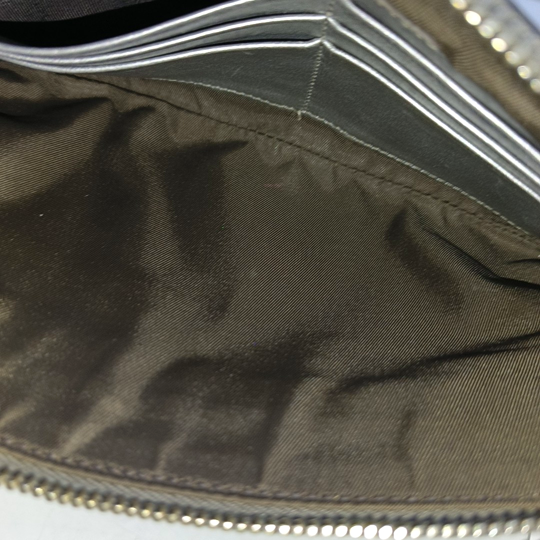 GUCCI Silver Cowhide Monogrammed Embossed Clutch Golden hardware-(SKU)-951850185