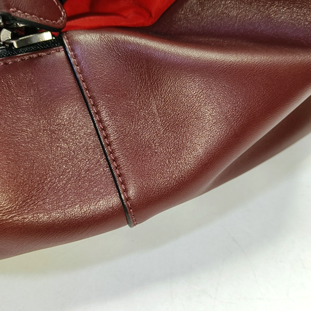 COACH CHARLESBurgundy Leather Embossed Backpack Large-(SKU)-951732413