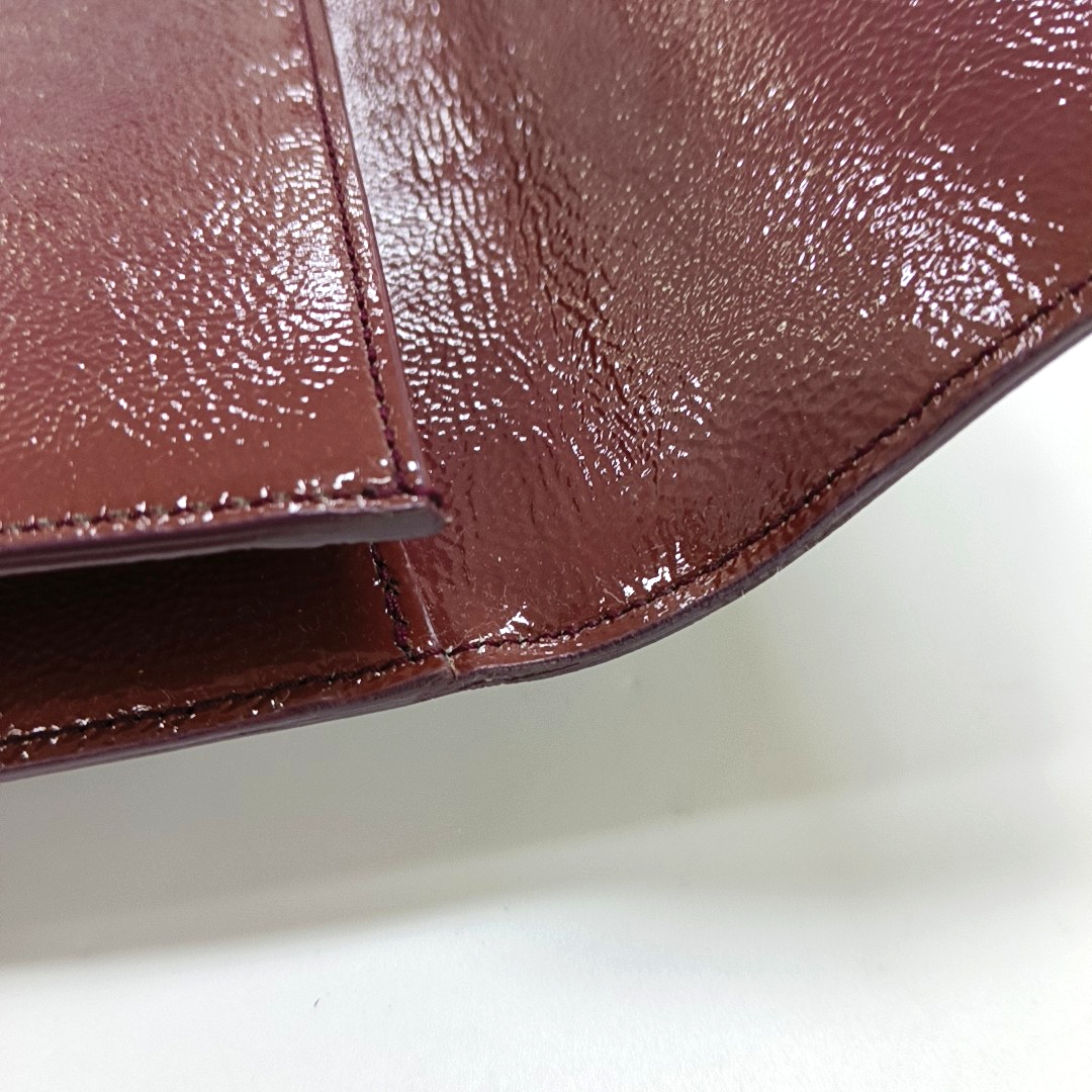 YSL BELLE JOUR Large size Brick Red Patent Leather Quilted Clutch Golden hardware-(SKU)-955692899