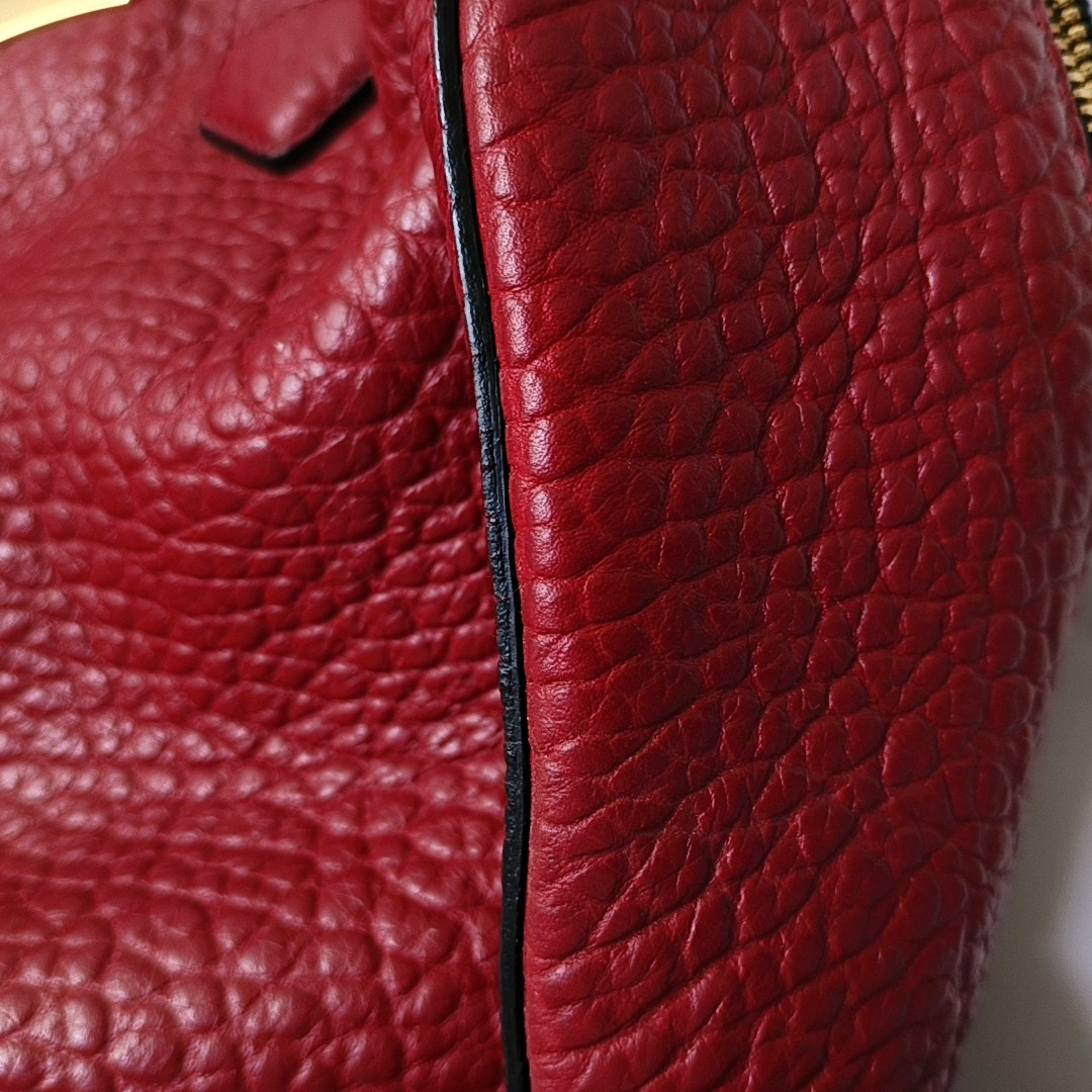 BURBERRY Red Cowhide Embossed Single Shoulder Bag Handbag Crossbody Golden hardware Removable shoulder strap-(SKU)-955432116
