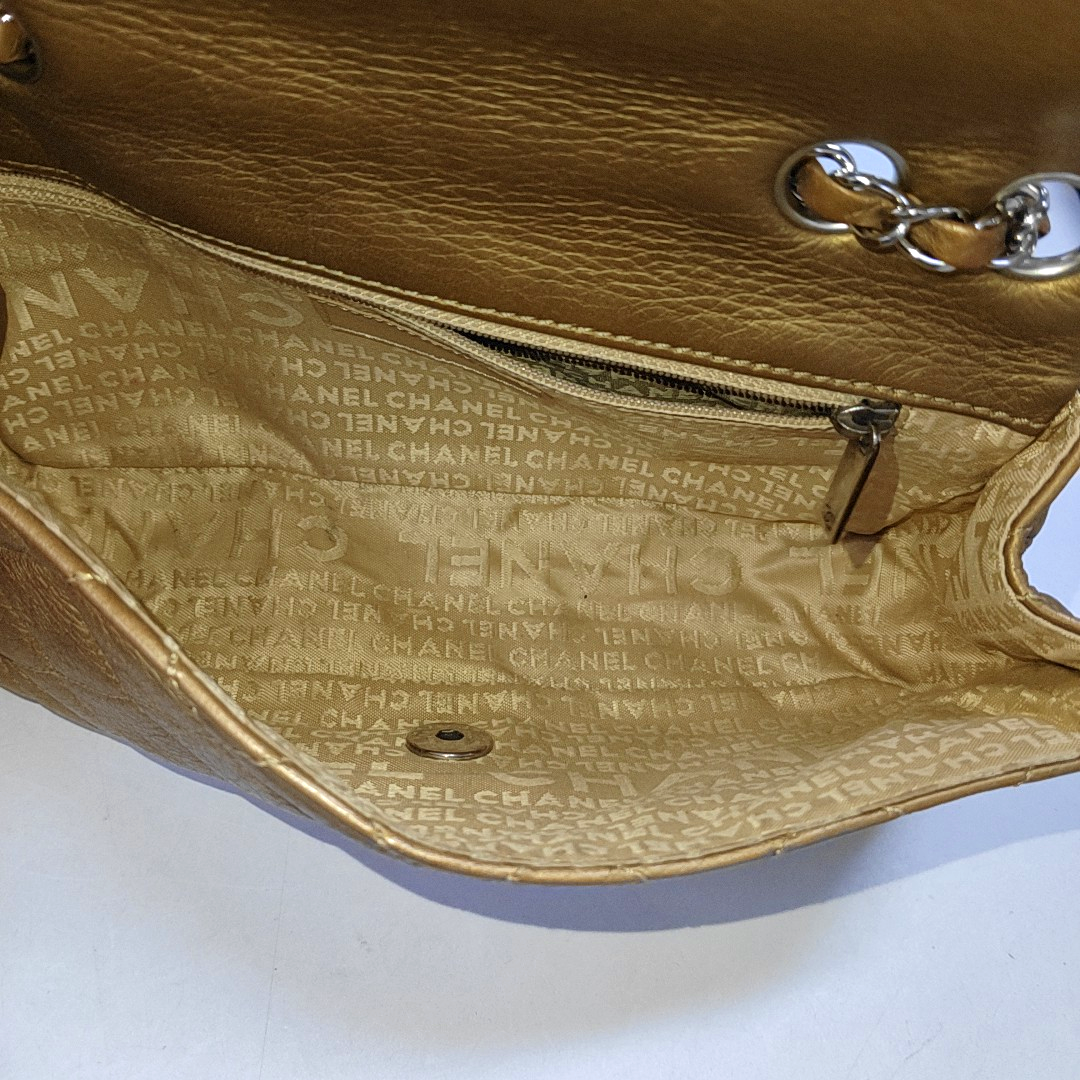 CHANEL CLASSIC FLAP Brown Deer Calfskin Quilted Handbag Silver Hardware 10 Clasp-(SKU)-940915348