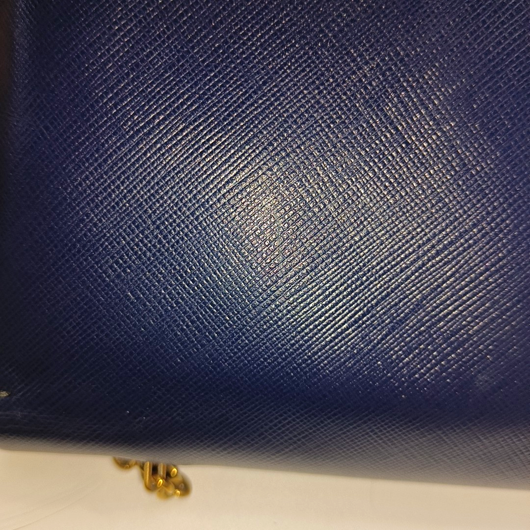 FERRAGAMO Ginny Blue Cowhide Crackle Crossbody Shoulder Bag Golden hardware-(SKU)-932733339