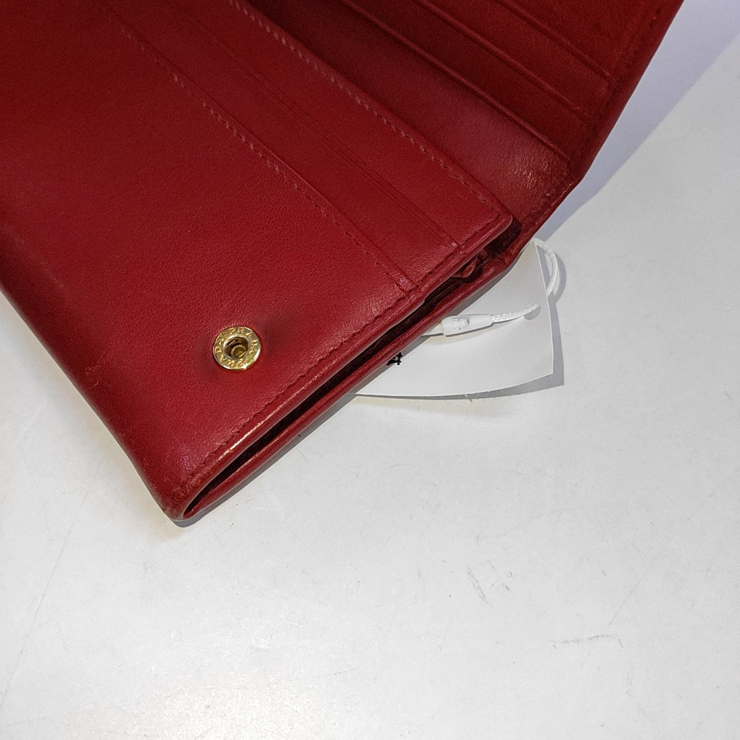 PRADA Red Cowhide Logo Wallet Golden hardware-(SKU)-942850390