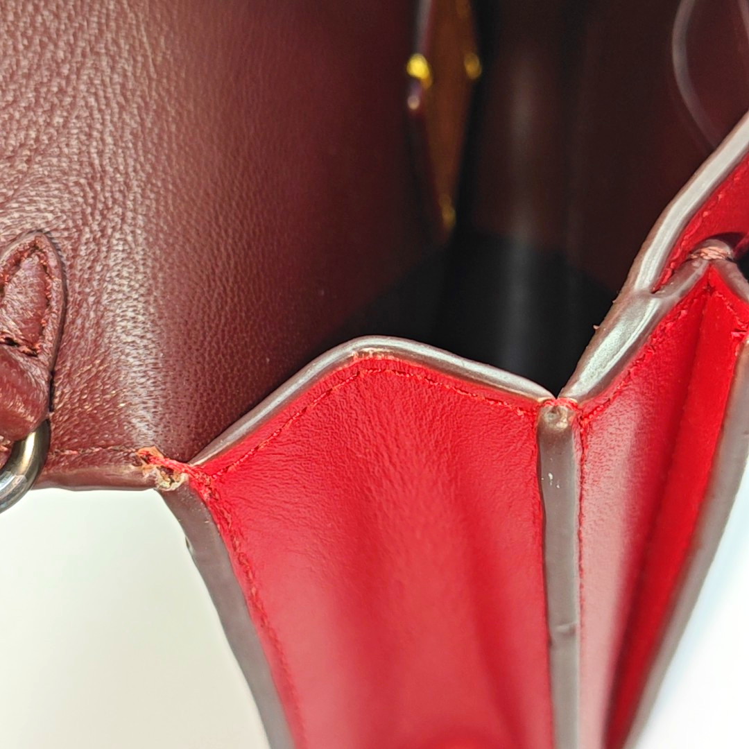 COACH Small size Red Leather Monogrammed Single Shoulder Bag Handbag Crossbody Black hardware shoulder straps-(SKU)-933513610