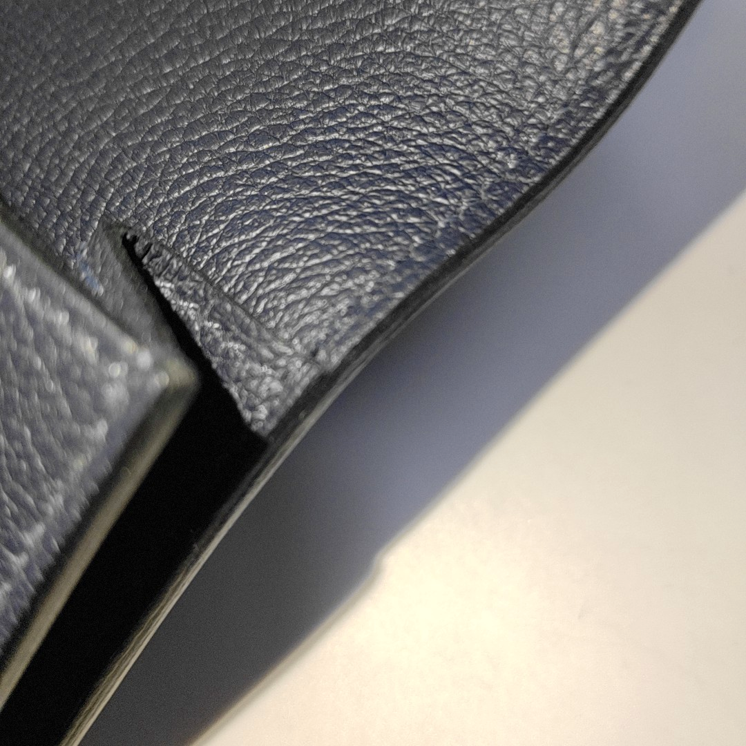 HERMÈS Roulis Slim Midnight Blue Evercolor Calfskin Piggy Wallet with Silver Hardware and Z Stamp-(SKU)-928394634