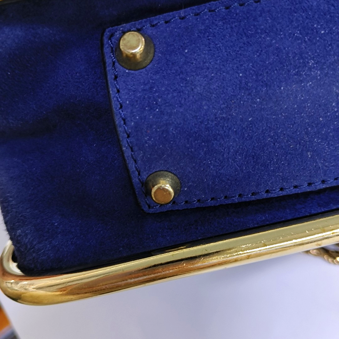 Chloé Sally Small size Dark Blue Snake Skin Crossbody Bag Golden hardware-(SKU)-935267060