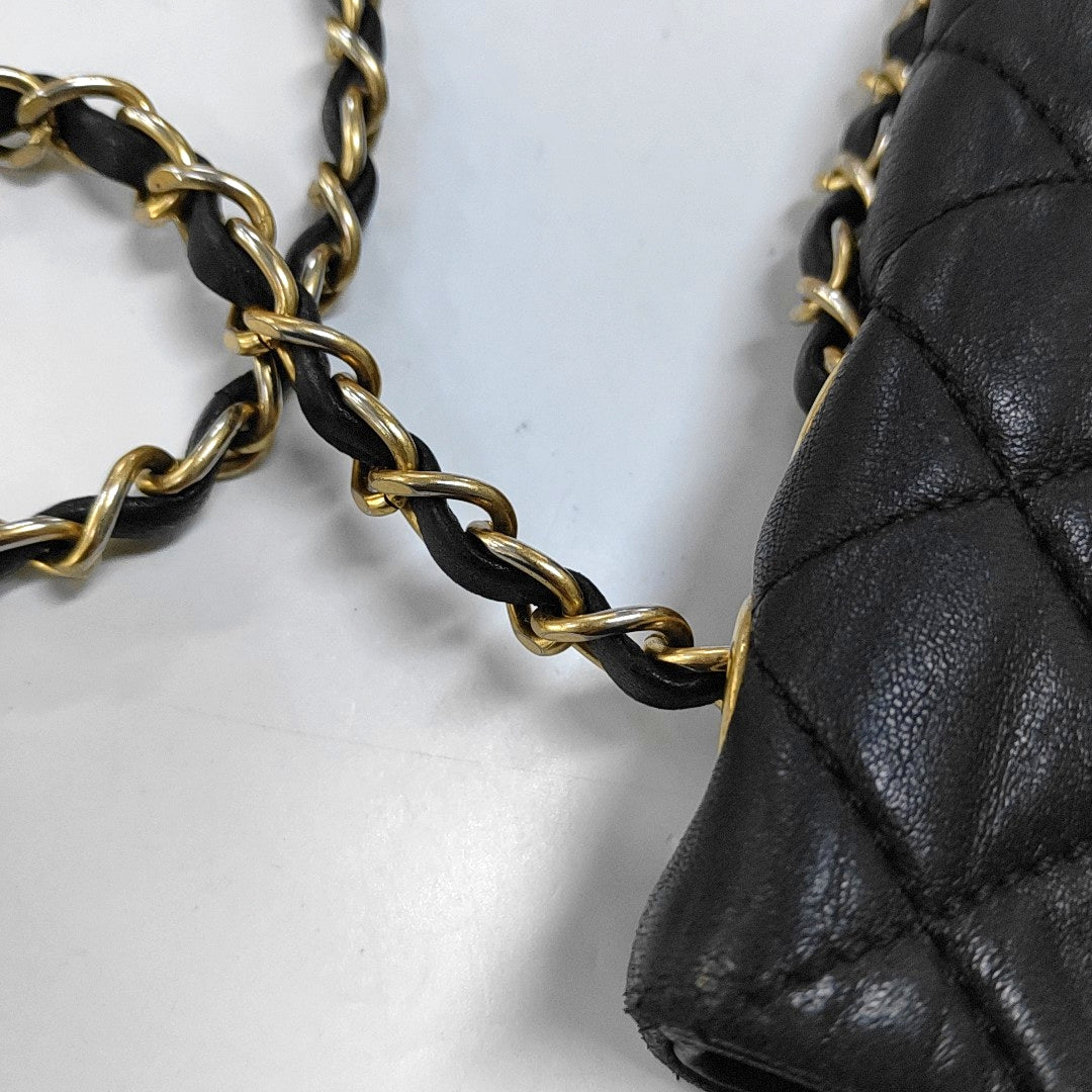 CHANEL NOW AND FOREVER Large Black Lamb Skin Quilted Shoulder Bag with Gold Hardware 18 Clasp-(SKU)-968898781