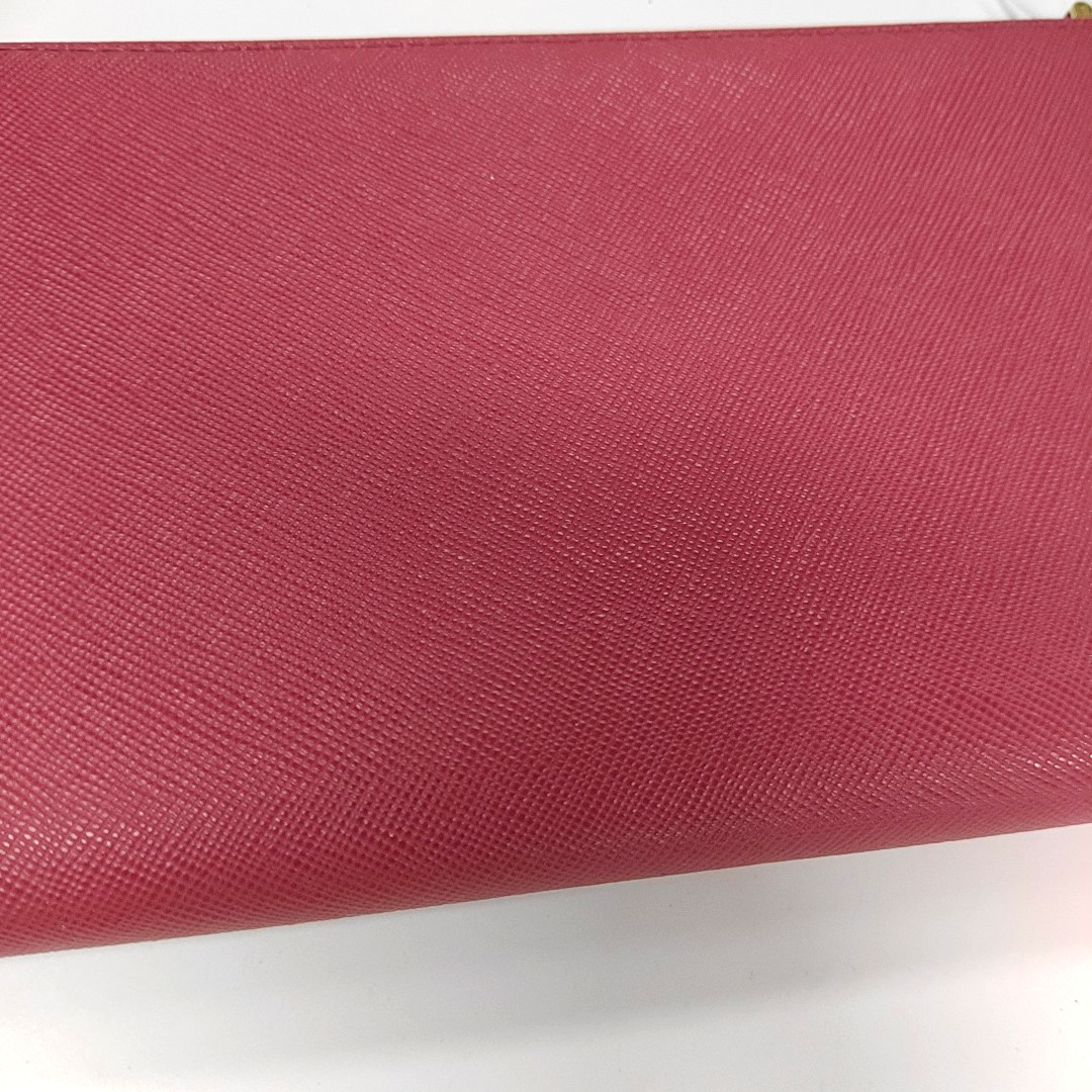 PRADA Fuchsia leather cross-grain clutch Golden hardware-(SKU)-14366482