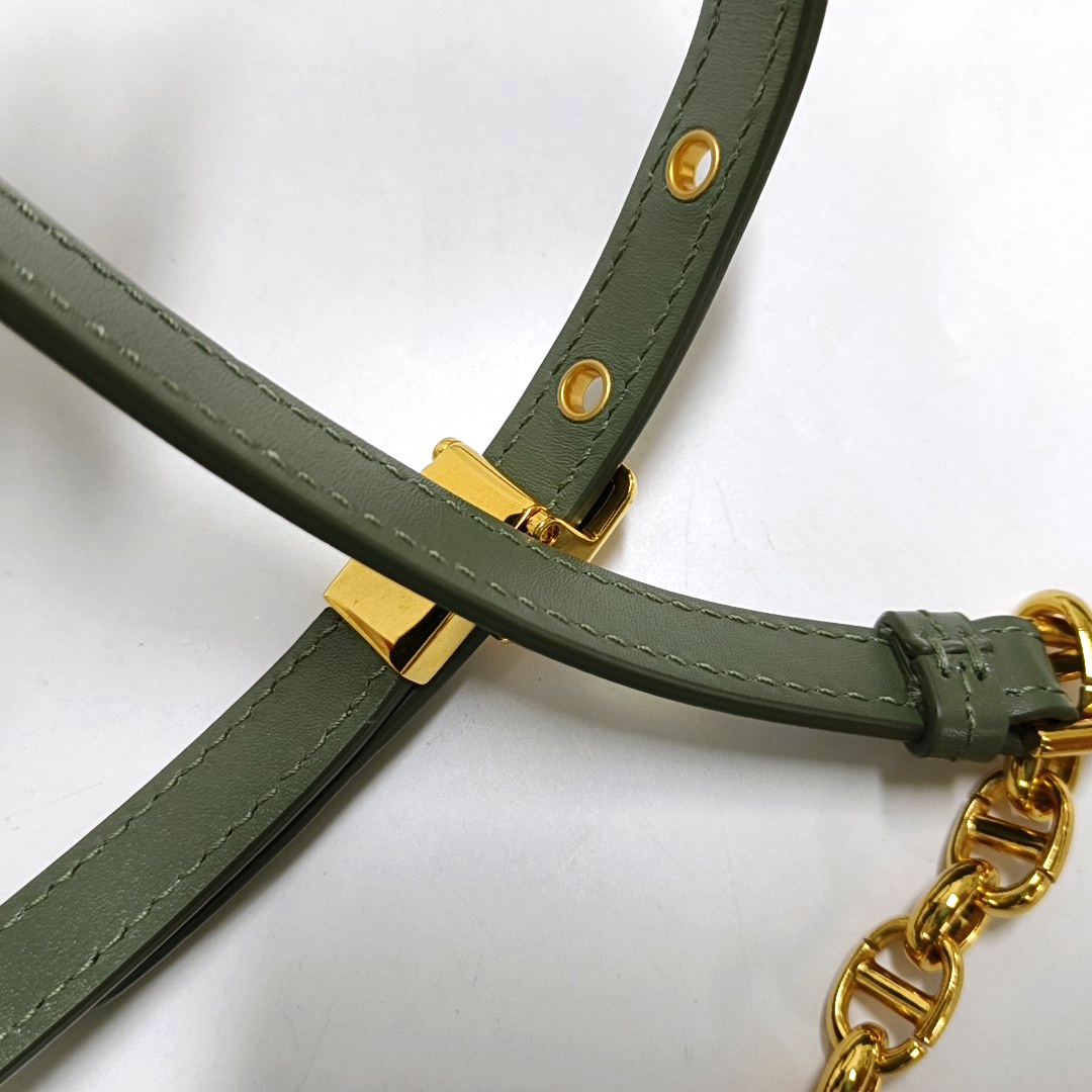 DIOR Dior Caro Medium Green Lamb Skin Monogram Quilted Crossbody Bag, Shoulder Bag, Golden Hardware-(SKU)-961613403