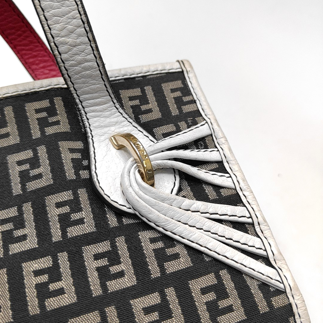 FENDI Tote bag 深棕色帆布双F提花Handheld包 Golden hardware-(SKU)-944134607