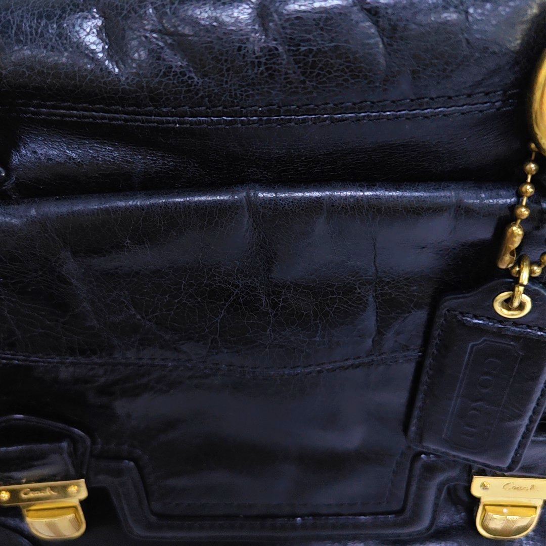 COACH Tote bag Black cowhide tote bag Golden hardware-(SKU)-935769196