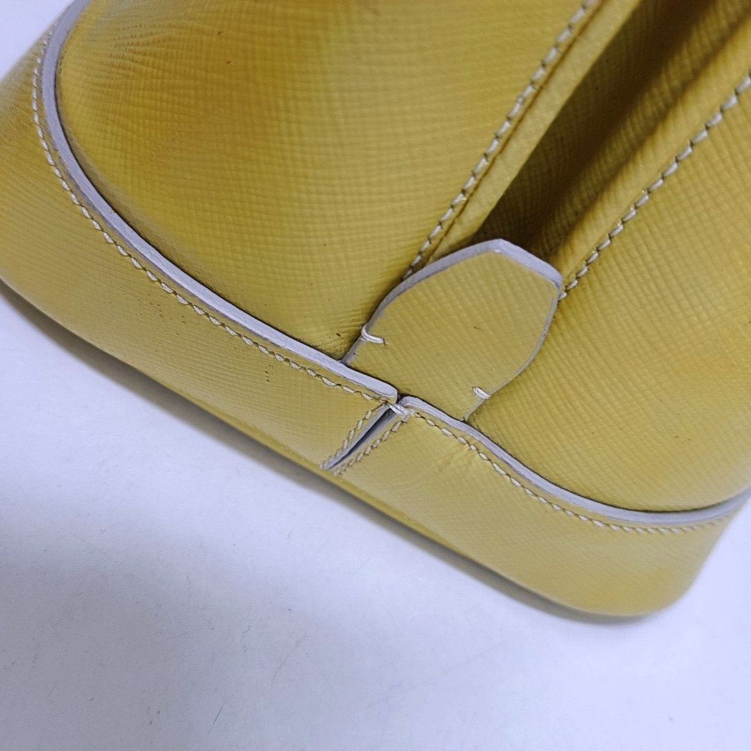 PRADA Promenade Yellow Cowhide Logo Monogram Crossbody Tote Bag Golden hardware Removable shoulder strap-(SKU)-959047479