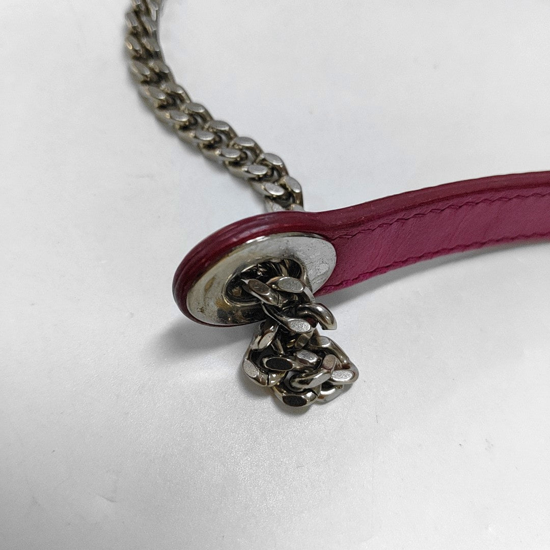 DIOR Lady Dior Mini Pinkish Red Lamb Leather Quilted Grained Three Compartment Shoulder Bag Crossbody Bag Tote Bag Silver Hardware Removable Strap-(SKU)-968391657