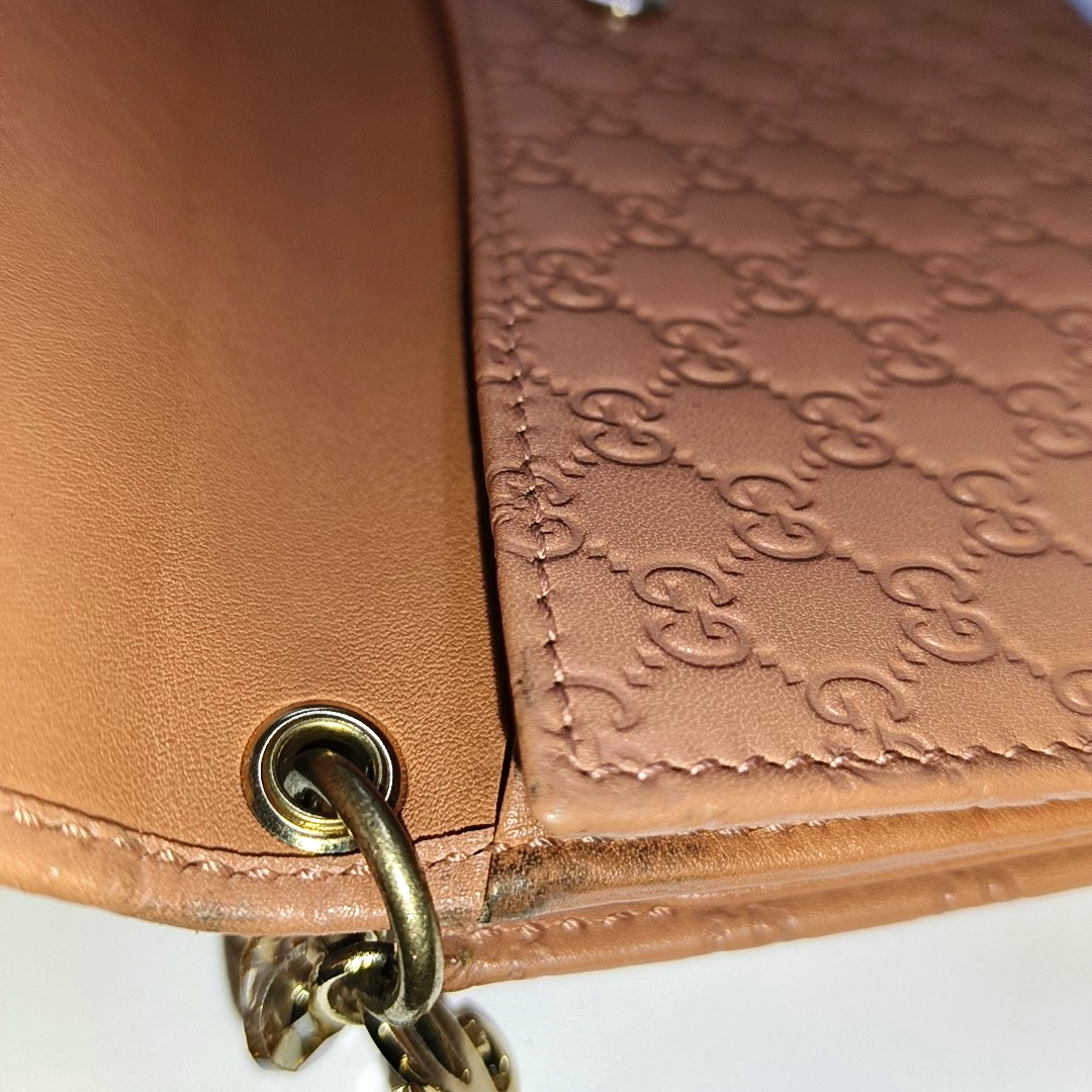 GUCCI Nude Pink Cowhide Monogram Embossed Wallet Golden hardware-(SKU)-933631362