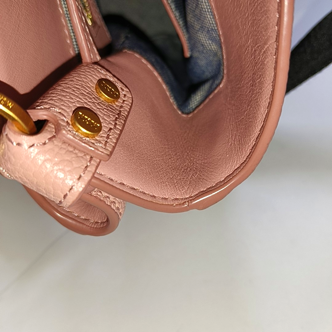 MCM Tote bag Pink Leather Studs Single Shoulder Bag Tote Bag Golden hardware Removable shoulder strap-(SKU)-944137906