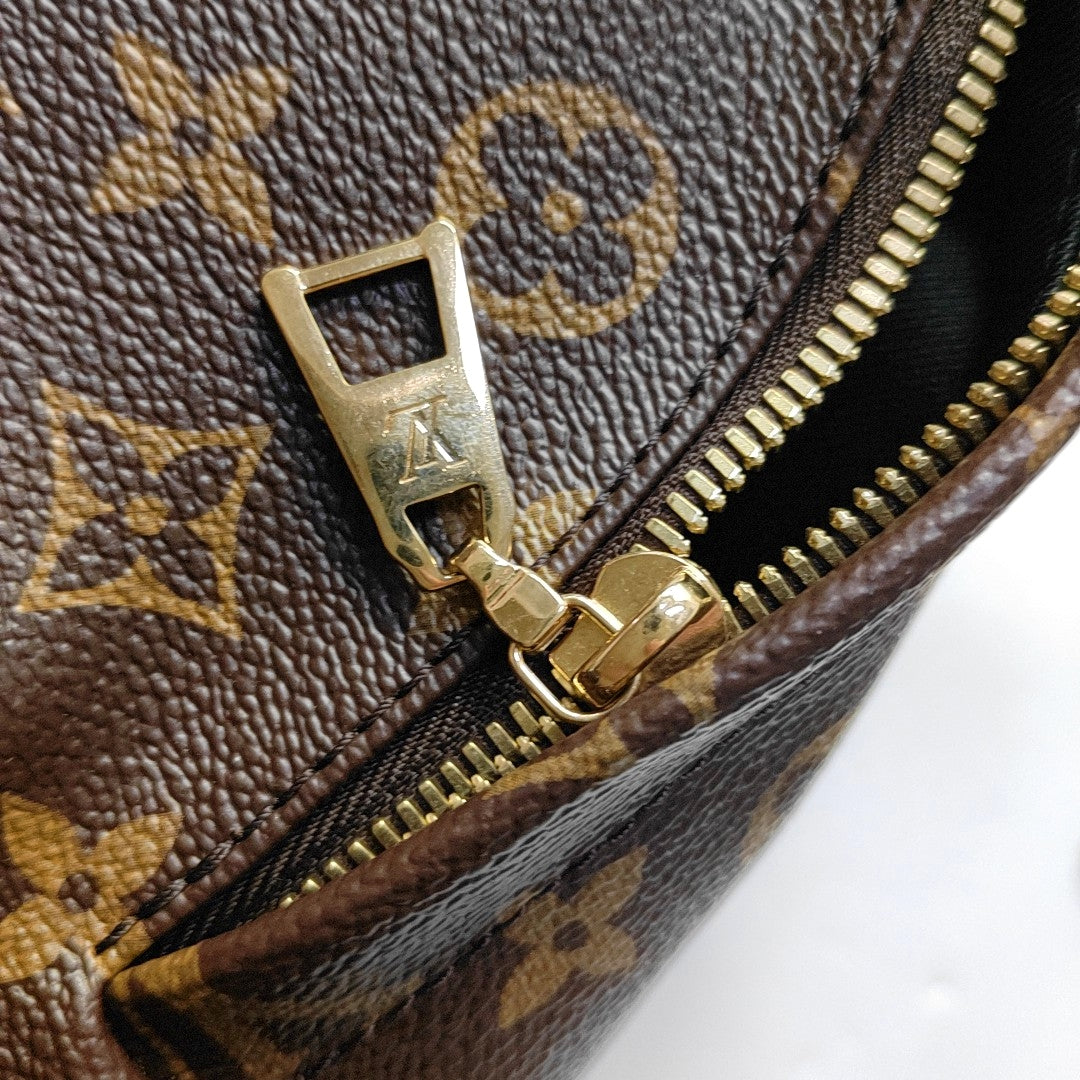 LOUIS VUITTON PALM SPRINGS Small Brown Coated Canvas Monogram Double-Handle Shoulder Bag, Gold Hardware-(SKU)-968611090