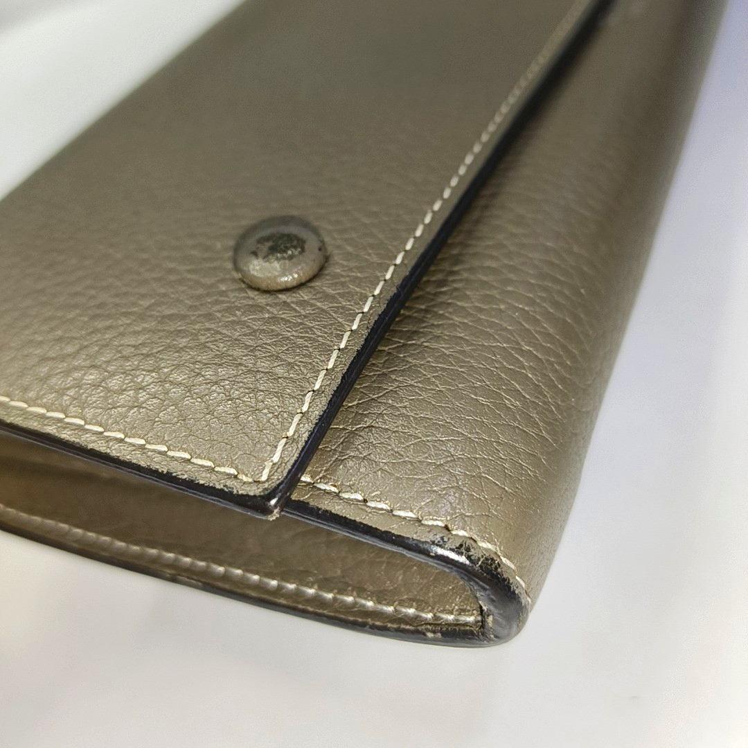 CELINE Gray Cowhide Wallet Silver Hardware-(SKU)-943087470
