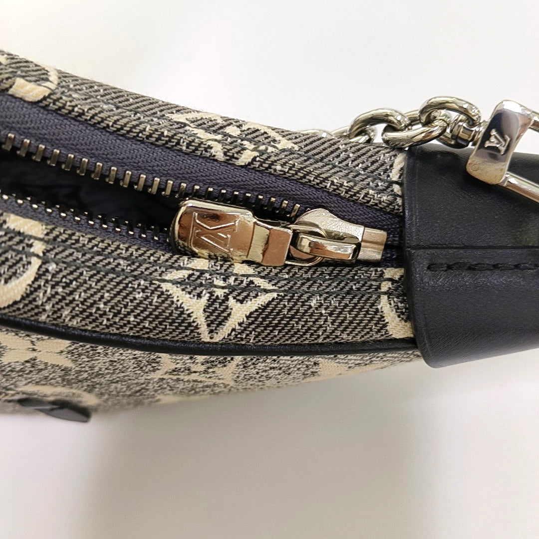LOUIS VUITTON LOOP Dark Grey Canvas Monogram Jacquard Pea Bag Crossbody Bag Shoulder Bag Silver Hardware 2 Removable Straps-(SKU)-967284510