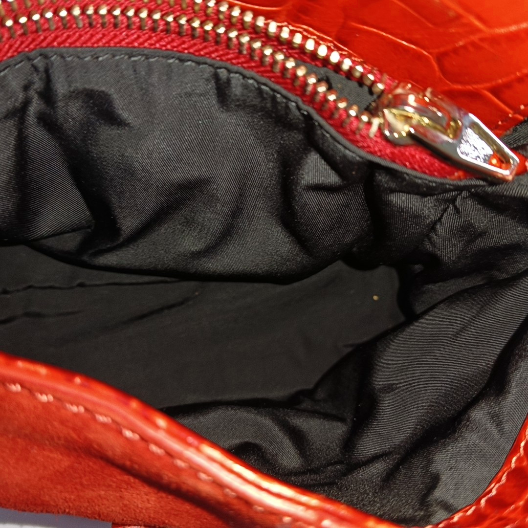 Alexander Wang Marion Orange-red suede rivet crocodile-pattern shoulder bag/crossbody bag Golden hardware Removable shoulder strap-(SKU)-928445182