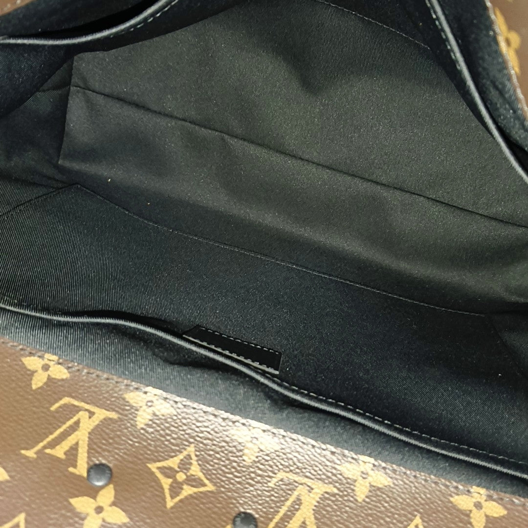 LOUIS VUITTON STEAMER Brown Coated Canvas Monogram Shoulder Bag Tote Bag Crossbody Bag Black Orange Hardware Removable Strap-(SKU)-967590852