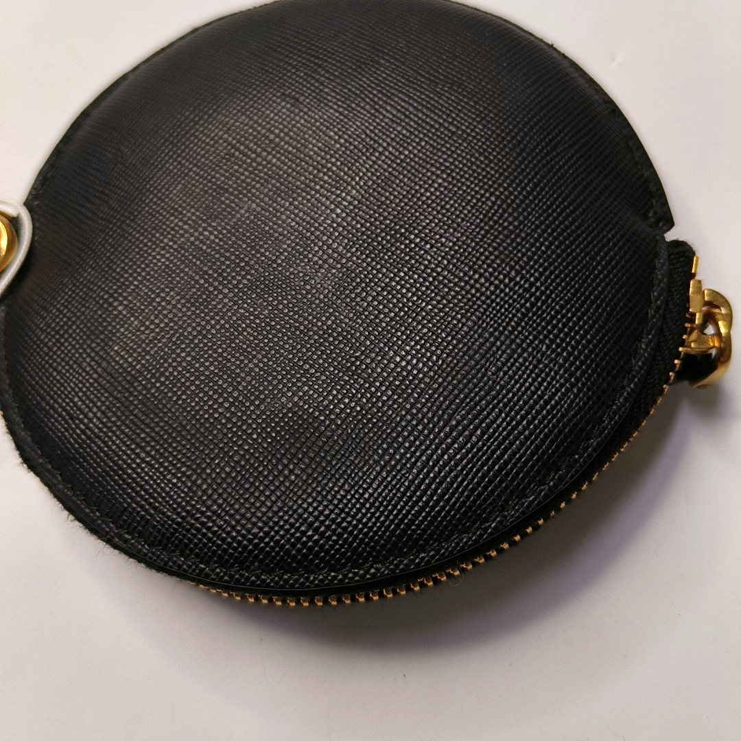 PRADA Round Bun Bag Black Leather Cross Grain Zipper Wallet Golden hardware-(SKU)-947037626