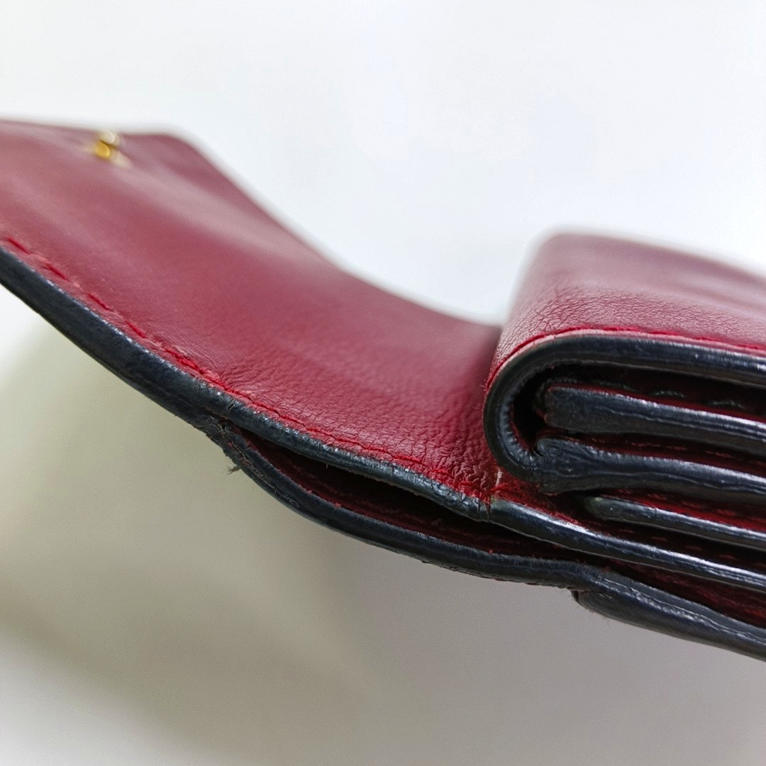 DIOR Burgundy Calfskin Leather Wallet Golden hardware-(SKU)-956370493